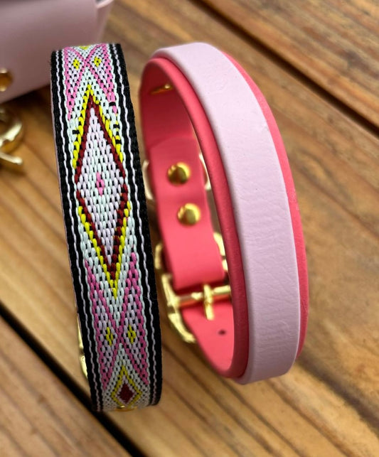 Roze/lichtroze biothane halsband